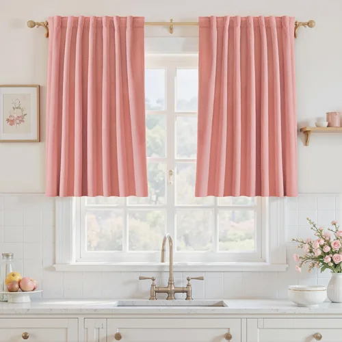 Miniatura 82 de UHITECH - Cortinas opacas beige para sala de estar, cortinas cortas de 35 pulgadas para habitación, cortinas negras para ventanas pequeñas, paneles