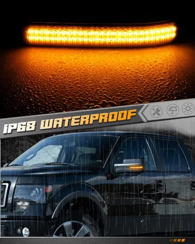 Miniatura 5 de HERCOO Luces LED secuenciales intermitentes para espejo lateral, lámpara ámbar, reflector, conjunto de lentes ahumadas, compatible con Ford F150