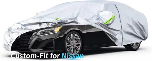Miniatura 9 de Funda para automóvil con ajuste personalizado para NIS-san, funda de automóvil de 7 capas impermeable para todo tipo de clima, cubierta completa