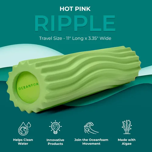 Miniatura 3 de Oceanfoam Ripple - Rodillo de espuma de viaje (11 x 3.35 pulgadas), mini rodillo de espuma firme para terapia física, masaje de tejido profundo
