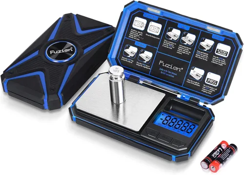 Fuzion TU-X - Báscula digital de bolsillo, 7.05 oz/0.00 oz con 6 unidades para pasatiempos personales, pequeña escala para alimentos y gramos,