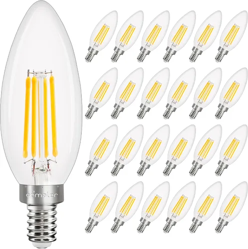 Miniatura 21 de comzler Bombilla LED E12 para candelabro regulable, bombilla de lámpara de araña 2700K blanco cálido, equivalente a 40W, bombillas tipo B
