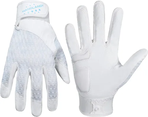 Miniatura 15 de HANDLANDY Guantes de bateo de béisbol para adultos y jóvenes, guantes de bateo de sóftbol con agarre transpirable para hombres, niños y niñas Blanco