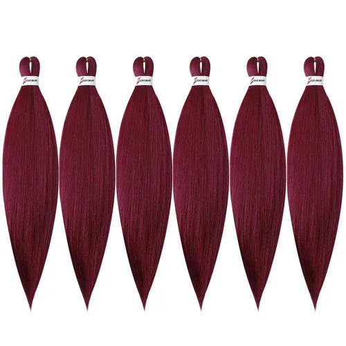 Miniatura 2 de Cabello para trenzar preestirado plateado, 20 pulgadas, 6 paquetes de extensiones de cabello trenzado Ombre preestiradas para mujeres, fibra