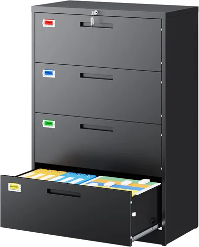Miniatura 16 de PEUKC Archivador de 2 cajones, archivadores laterales para oficina en casa, cajones de almacenamiento de oficina con cerradura, archivos colgantes