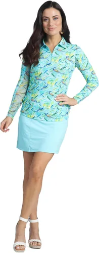 Miniatura 6 de IBKUL Athleisure Wear 48378 - Protector solar UPF 50+ Icefil Cooling Tech Rachel Print Polo de manga larga con cremallera