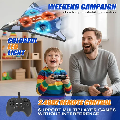 Miniatura 3 de Aviones de control remoto de espuma para niños y adultos Jet de combate RC con luz, juguete de caza de 360°, rollo de acrobacias, juguete de avión