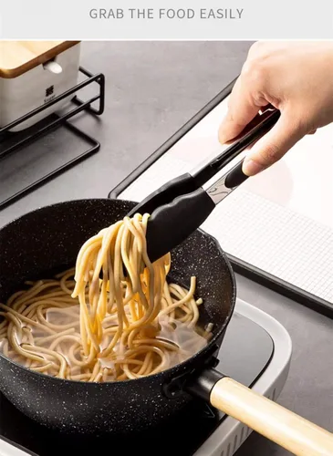 Miniatura 8 de Pinzas para servir, pinzas de cocina resistentes al calor, pinzas de cocina de acero inoxidable de alta calidad con puntas de silicona, pinzas