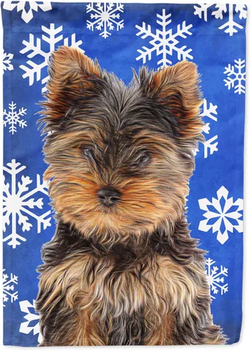 Miniatura 306 de Caroline's Treasures SC9374GF Bulldog English Snow flakes Holiday Garden Flag Buzón Bandera decorativa para patio exterior, patio, obras de arte