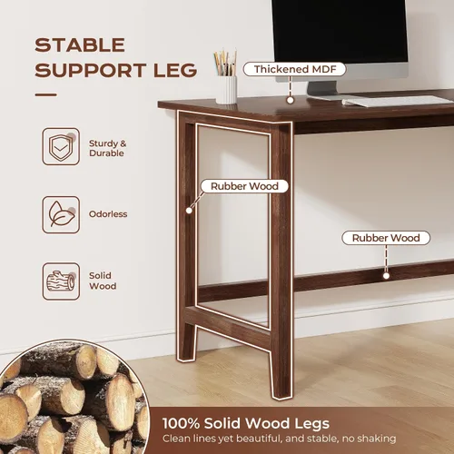 Miniatura 3 de IOTXY Reversible L-Shaped Office Desk - 53" Modern Corner Computer Table with Storage Shelves, Solid Wood Legs, Home Writing & Study Workstation