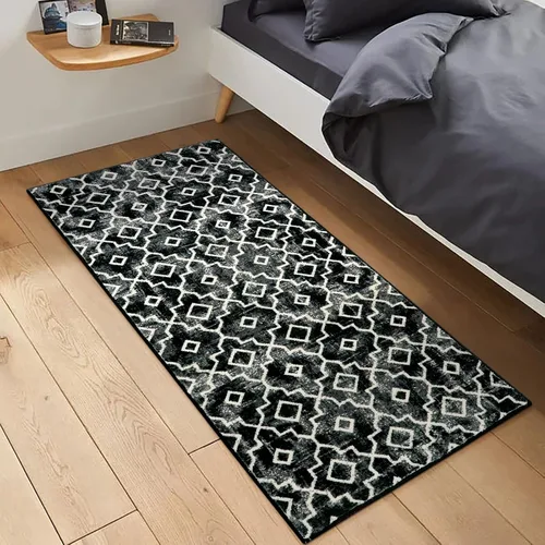 Miniatura 8 de Moynesa Alfombra marroquí lavable de 2 x 3 pulgadas, pequeña, azul, para cocina, baño, suave, antideslizante, de pelo bajo, moderna, geométrica