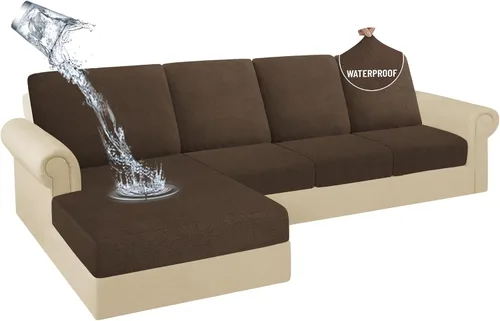 Miniatura 38 de HDCAXKJ Fundas de Cojines para Sofá Seccional 100% Impermeables, 3 Piezas, Forma de L, Funda Seccional Elástica para Chaise, Juego de Fundas