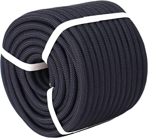 Miniatura 2 de Cuerda de poliéster doble trenzada (1/2 pulgada x 50 pies), cuerda de aparejo de arborista fuerte, 48 hebras para trabajo en árboles, escalada