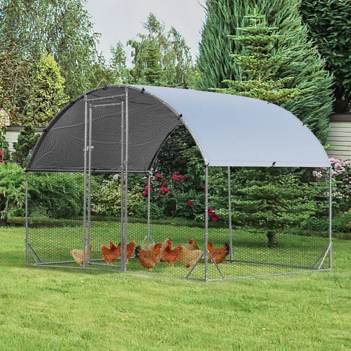 Miniatura 16 de Giantex Gallinero de metal grande, gallinero hexagonal de 13 pies con cubierta impermeable, marco de acero resistente, 12 estacas, jaula de aves