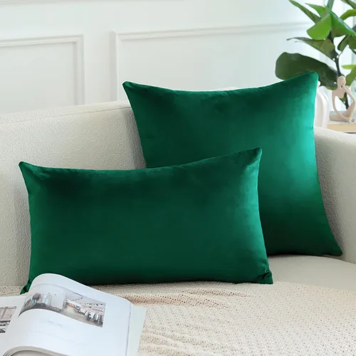 Miniatura 3 de OTOSTAR Paquete de 2 fundas de almohada decorativas de terciopelo suave para decorar de 18 x 18 pulgadas, fundas de cojín cuadradas sólidas, fundas