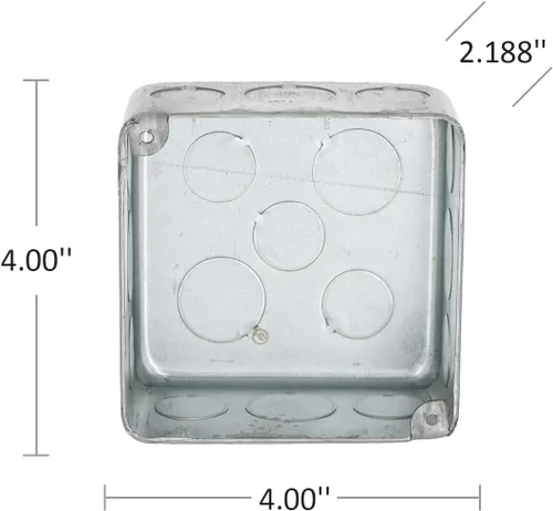 Miniatura 5 de Hubbell-Raco 239 Caja cuadrada de plenum de 4 pulgadas, once knockouts de 1/2 y cinco de 3/4 pulgadas, dibujada, 2-1/8 pulgadas de profundidad, gris