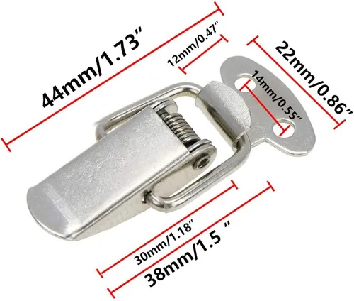 Miniatura 2 de Pestillo de palanca de resorte mini tamaño Pestillo de caja de herramientas de 44mm/1.73" de longitud - Paquete de 10