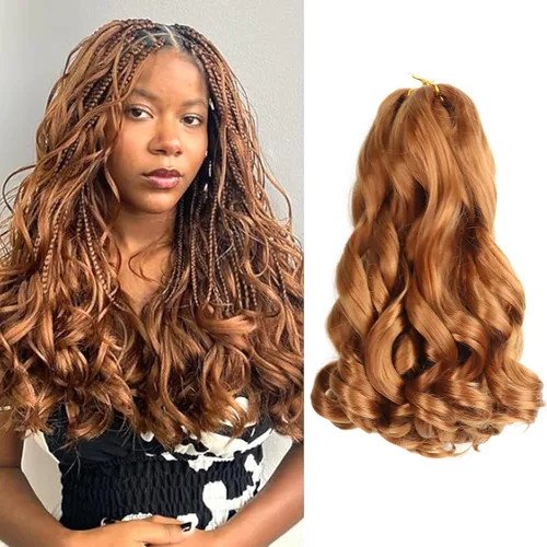 Miniatura 26 de Cabello rizado francés para trenzar de 12 pulgadas, 8 paquetes de cabello rizado preestirado para trenzas de caja, rizos franceses, trenzas