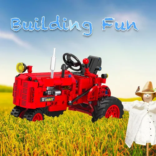 Miniatura 5 de Juego de 302 piezas de bloques de construcción, modelos clásicos de tractor agrícola para niños, kit de ingeniería de construcción para niños