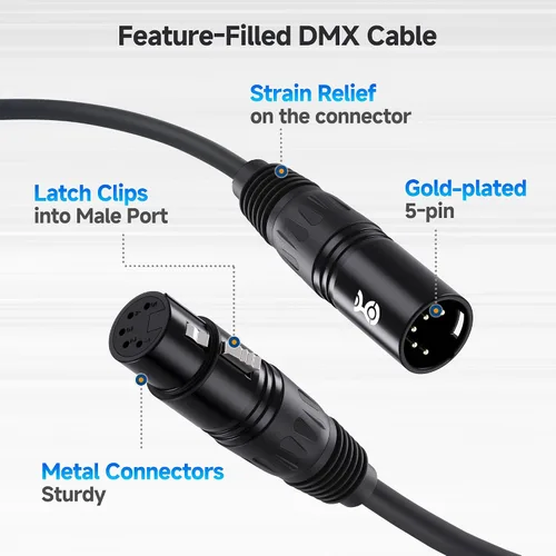 Miniatura 4 de Cable Matters Cable DMX de 5 pines de 3 pies, 24 AWG con blindaje trenzado para iluminación y equipos de escenario, impedancia nominal de 110 Ω