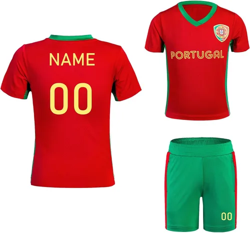 Miniatura 34 de Cnins Camisetas de entrenamiento de fútbol para niños de 2 a 14 años, trajes de práctica para niños y niñas con colores del equipo nacional
