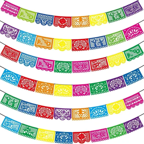 Asoulin 6 pancartas de fiesta mexicana, decoración de fiesta del Cinco de Mayo, decoración de fiesta temática mexicana, pancarta de 5 de mayo, papel