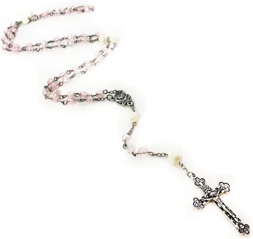 Miniatura 5 de Lourdes - Rosario de rosa rubor para mujer, regalo católico, collar de rosario para mujer