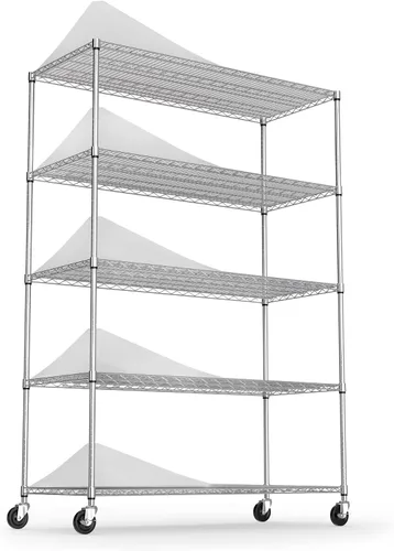 Estantería de alambre NSF de 5 niveles, estante de almacenamiento ajustable resistente con ruedas y revestimientos de estantes para estante de