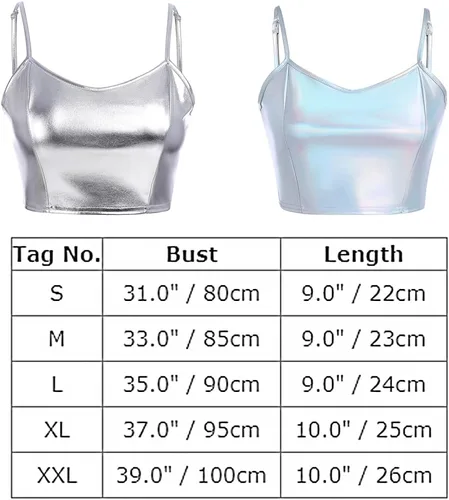 Miniatura 4 de Top corto holográfico metálico brillante con hombros descubiertos para mujer, blusa de tubo para rave, casual, sin tirantes, chaleco básico sexy