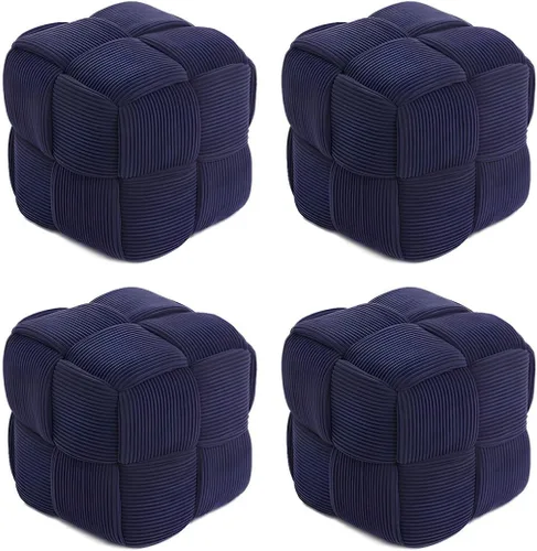 Miniatura 10 de Puf otomano para el hogar, puf cuadrado de franela con marco de madera, reposapiés para dormitorio, sala de estar, muebles del hogar, 11 pulgadas