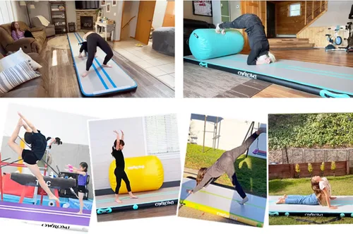 Miniatura 2 de Colchonetas hinchables de aire para gimnasia de 10, 13, 16 y 20 pies, pista de caída para niños, colchonetas de 4/8 pulgadas de grosor