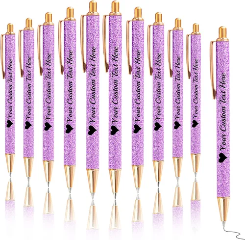 Miniatura 11 de Bolígrafos con purpurina personalizados con nombre, bolígrafos bonitos y bonitos personalizados, bolígrafos retráctiles de tinta negra, suministros