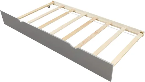 Miniatura 9 de Cama de plataforma individual con nido, marco de cama de madera con cabecero, no necesita somier, fácil montaje, gris