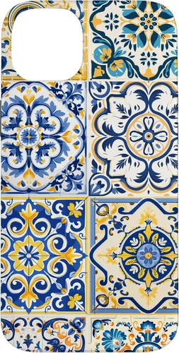 Miniatura 14 de iPhone 13 Patrón de azulejos mediterráneos sicilianos con estuche estético Maiólica