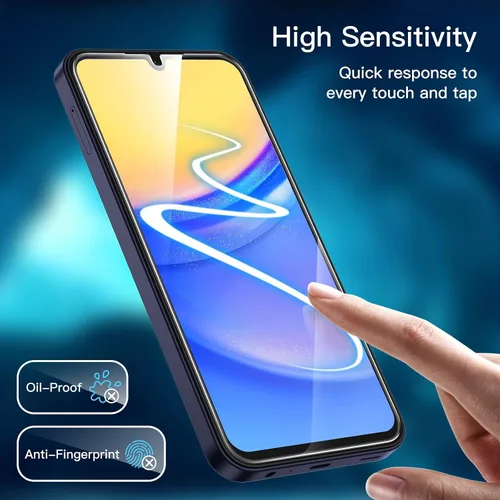 Miniatura 6 de JETech Protector de pantalla para Samsung Galaxy A15 4G / 5G de 6.5 pulgadas con protector de lente de cámara, película de vidrio templado