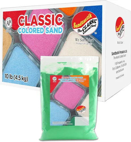 Miniatura 25 de Sandtastik Arena blanca de color clásico: caja a granel de 10 libras de arena de grano fino vibrante para artes y manualidades, botellas de arena