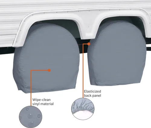 Miniatura 3 de Classic Accessories Over Drive - Fundas para ruedas de RV, ruedas de 24"-27" de diámetro, ancho de neumático de 8.5", gris, tela de poliéster 2-Gris