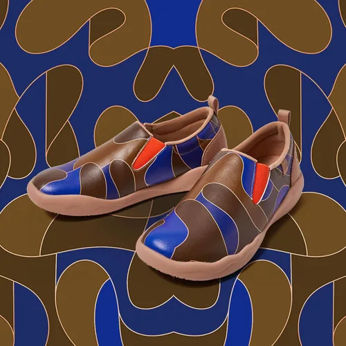 Miniatura 2 de UIN Zapatos para caminar para hombre sin cordones de gamuza de vaca casuales ligeros cómodos a la moda Cuenca Azul