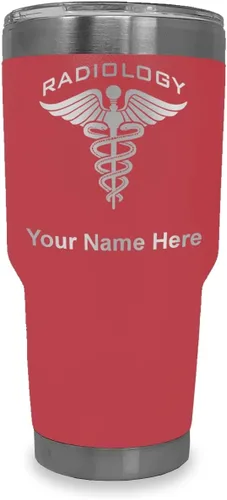 Miniatura 40 de LaserGram Vaso aislado al vacío de 20 onzas, radiología, grabado personalizado incluido (azul claro)