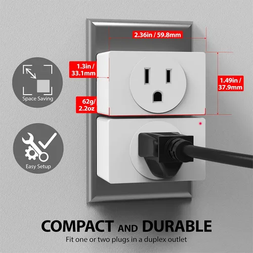 Miniatura 5 de Fosmon Enchufe de control remoto inalámbrico para interiores, interruptor de luz a batería con marca de encendido/apagado Braille, para luces, árbol
