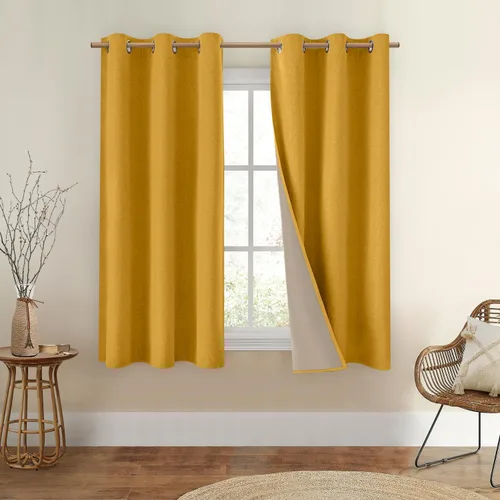 Miniatura 30 de Homeideas Cortinas Rosa Claro 100% Opacas de 84 Pulgadas de Largo, Gruesas Cortinas de Lino Sintético/Mezcla de Lino Texturizadas, Lindas Cortinas