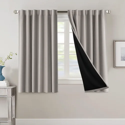 Miniatura 22 de H.VERSAILTEX Cortinas 100% opacas para dormitorio con forro negro, cortinas de oscurecimiento de habitación completa, con aislamiento térmico