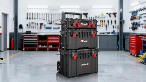 Miniatura 7 de Caja de herramientas portátil con ruedas de alta resistencia, organizador de caja de herramientas apilable modular, caja de herramientas impermeable