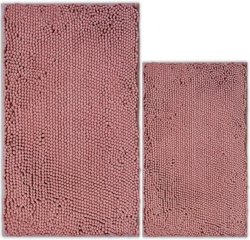 Miniatura 19 de Juego de 2 tapetes de baño de chenilla, superabsorbentes, con fuerte respaldo antideslizante de PVC, tapetes de baño para baño, peludos
