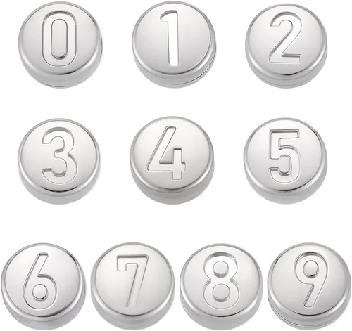 Miniatura 6 de Beebeecraft 1 caja de 40 cuentas redondas planas de acero inoxidable 304, cuentas de números de plata del 0 al 9, cuentas sueltas para hacer joyas