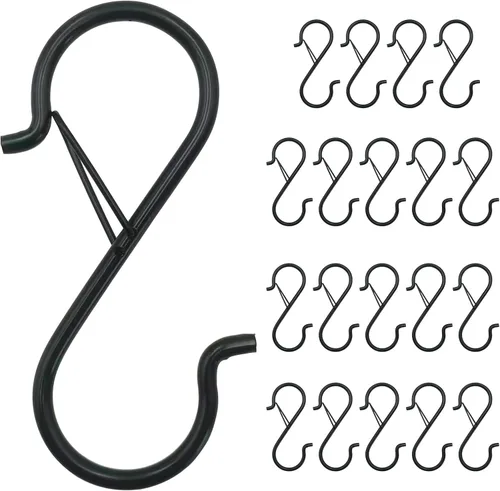 Miniatura 8 de 12 piezas de ganchos en S para colgar, ganchos de clóset resistentes de 3.5 pulgadas con hebilla de seguridad, ganchos de clóset para colgar