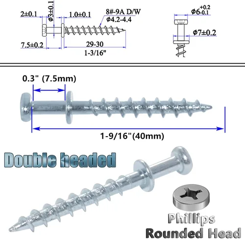 Miniatura 5 de laffeya Tornillos de garra de oso, paquete de 40 tornillos de garra de oso de doble cabeza, ganchos de tornillo multiusos para anillos en D