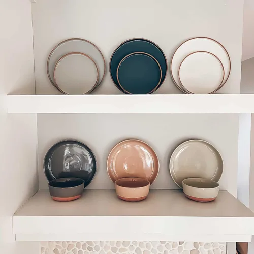 Miniatura 7 de MORA Juego de cuencos planos de cerámica para pasta de 4 a 35 onzas, platos aptos para microondas con borde alto, vajilla moderna de porcelana