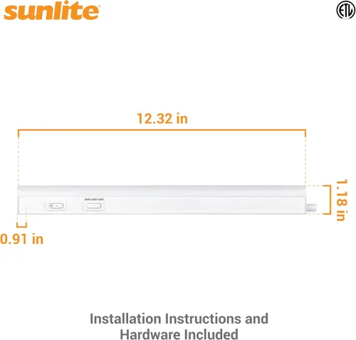 Miniatura 2 de Sunlite Iluminación LED para debajo del gabinete, enchufe de 12 pulgadas enlazables debajo de la encimera para cocina, 16 vatios, 120 voltios, 1600