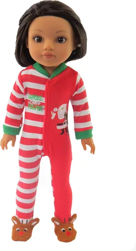 Miniatura 3 de American Fashion World Santa's Little Helper Onesie para muñecas de 14 pulgadas Calidad premium y diseño moderno Ropa de muñecas para marcas